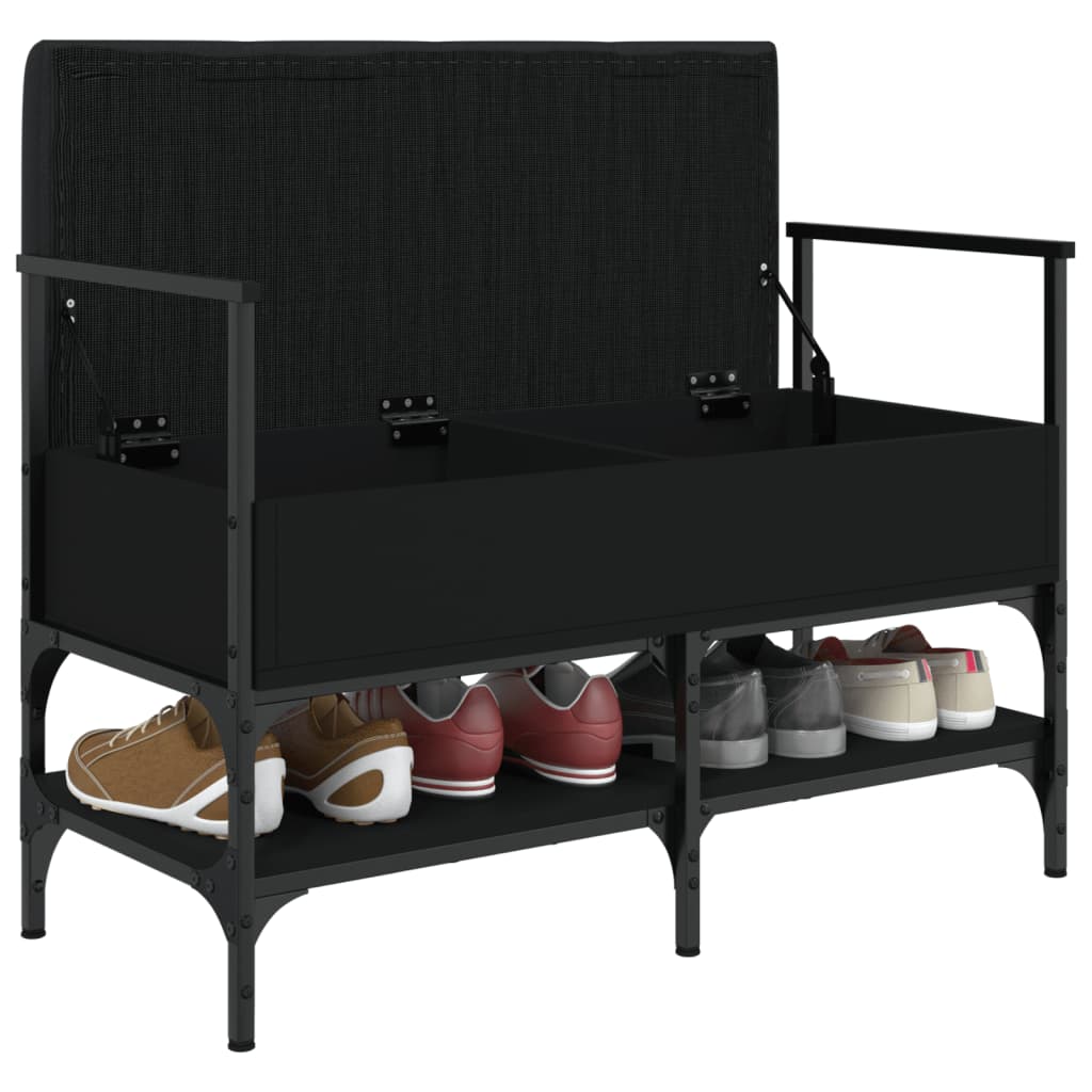 Banc à chaussures noir 85,5x42x57,5 cm bois d'ingénierie - XIOS