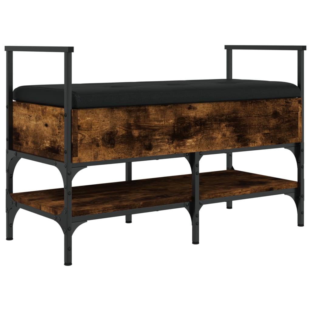Banc à chaussures chêne fumé 85,5x42x57,5 cm bois d'ingénierie - XIOS