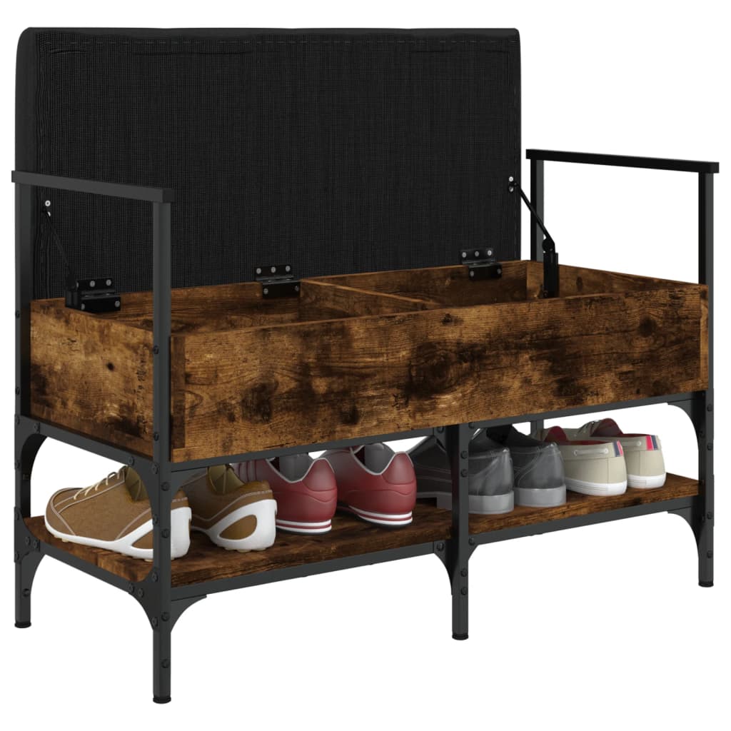 Banc à chaussures chêne fumé 85,5x42x57,5 cm bois d'ingénierie - XIOS