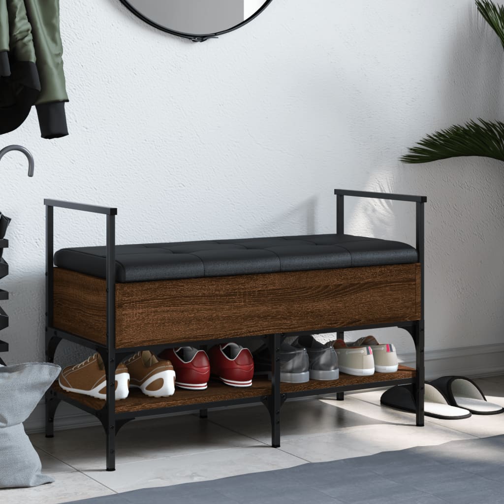 Banc à chaussures chêne marron 85,5x42x57,5cm bois d'ingénierie - XIOS