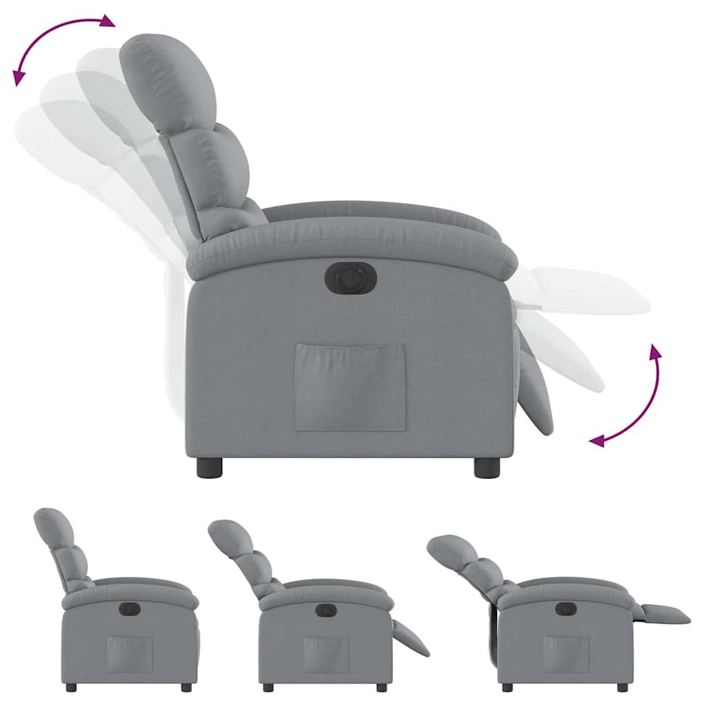 Fauteuil inclinable électrique Gris clair Tissu - XIOS