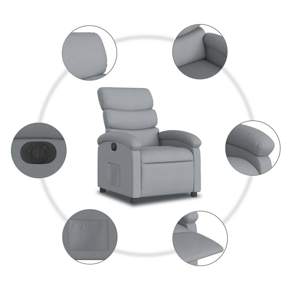 Fauteuil inclinable électrique Gris clair Tissu - XIOS