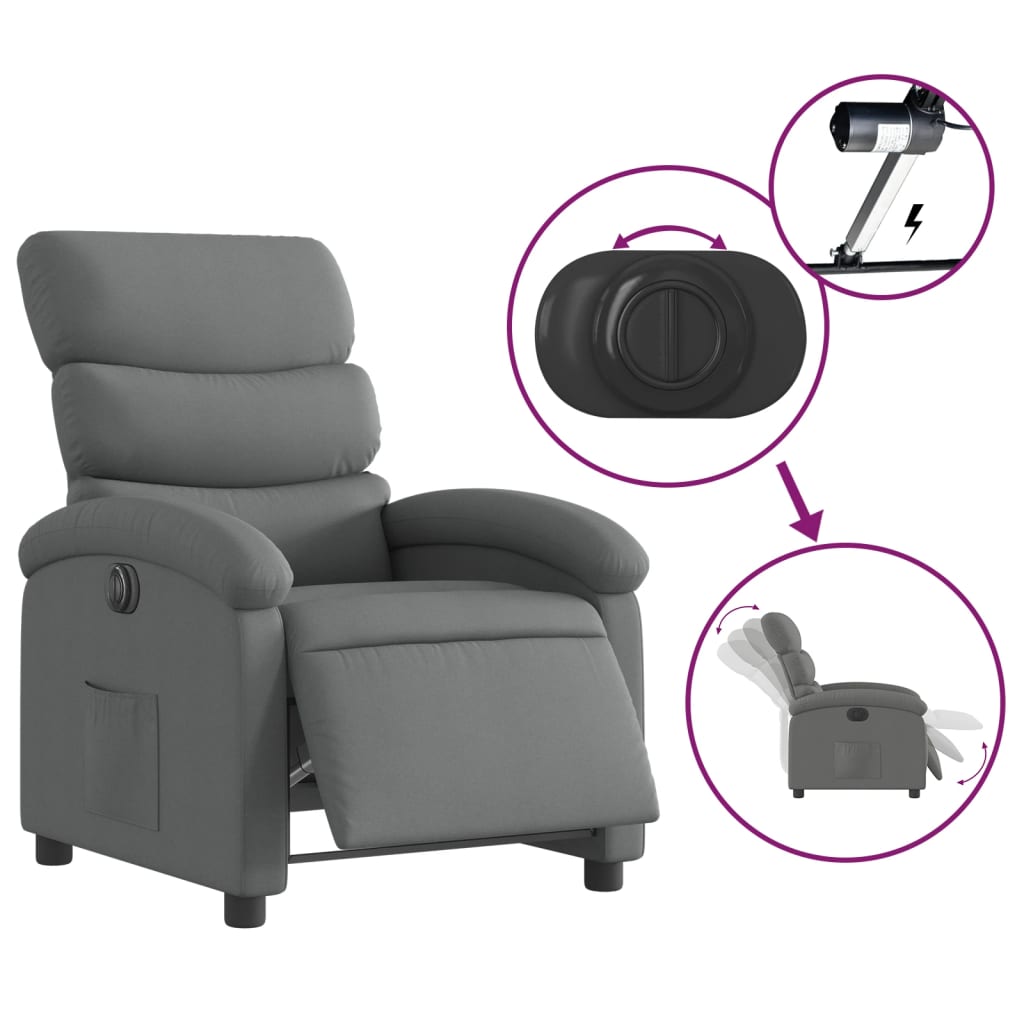Fauteuil inclinable électrique Gris foncé Tissu - XIOS