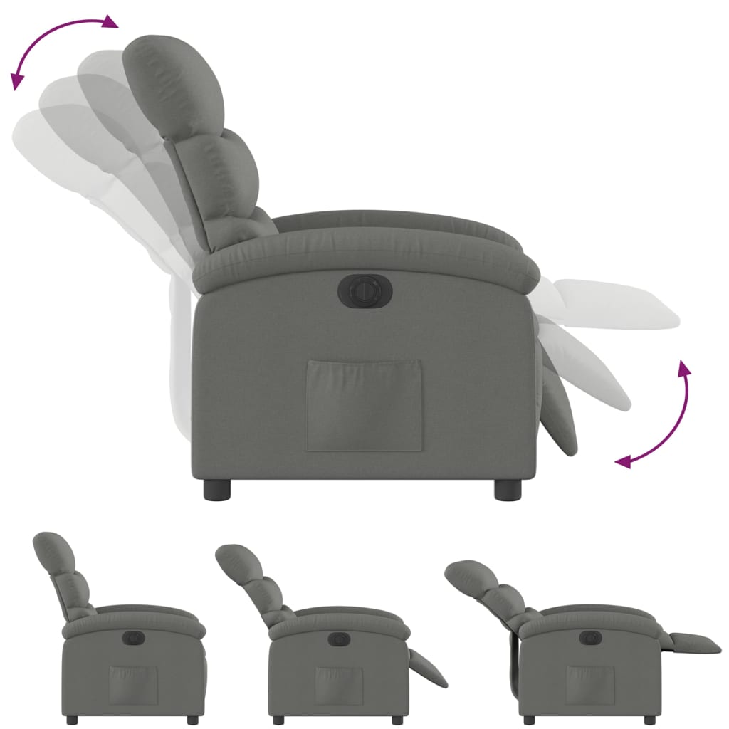 Fauteuil inclinable électrique Gris foncé Tissu - XIOS