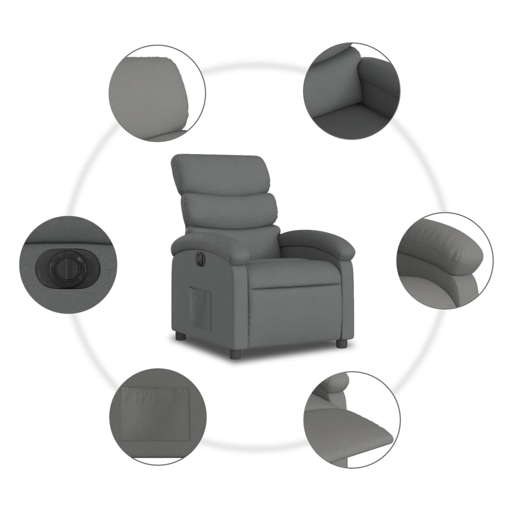 Fauteuil inclinable électrique Gris foncé Tissu - XIOS