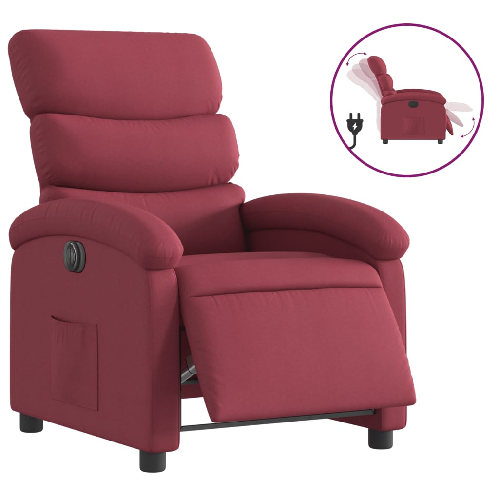 Fauteuil inclinable électrique Rouge bordeaux Tissu - XIOS