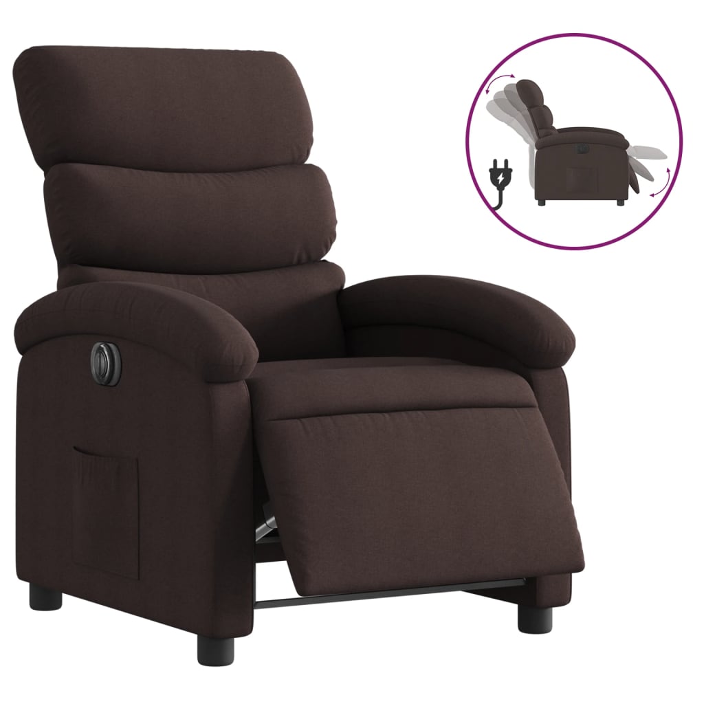 Fauteuil inclinable électrique Marron foncé Tissu - XIOS
