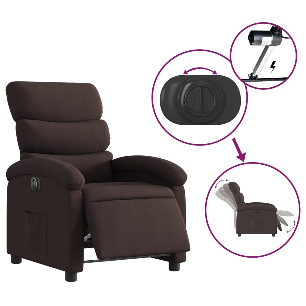 Fauteuil inclinable électrique Marron foncé Tissu - XIOS