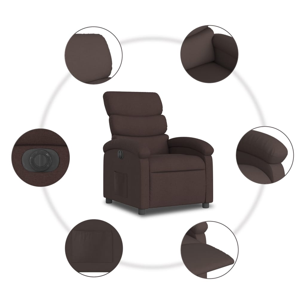 Fauteuil inclinable électrique Marron foncé Tissu - XIOS