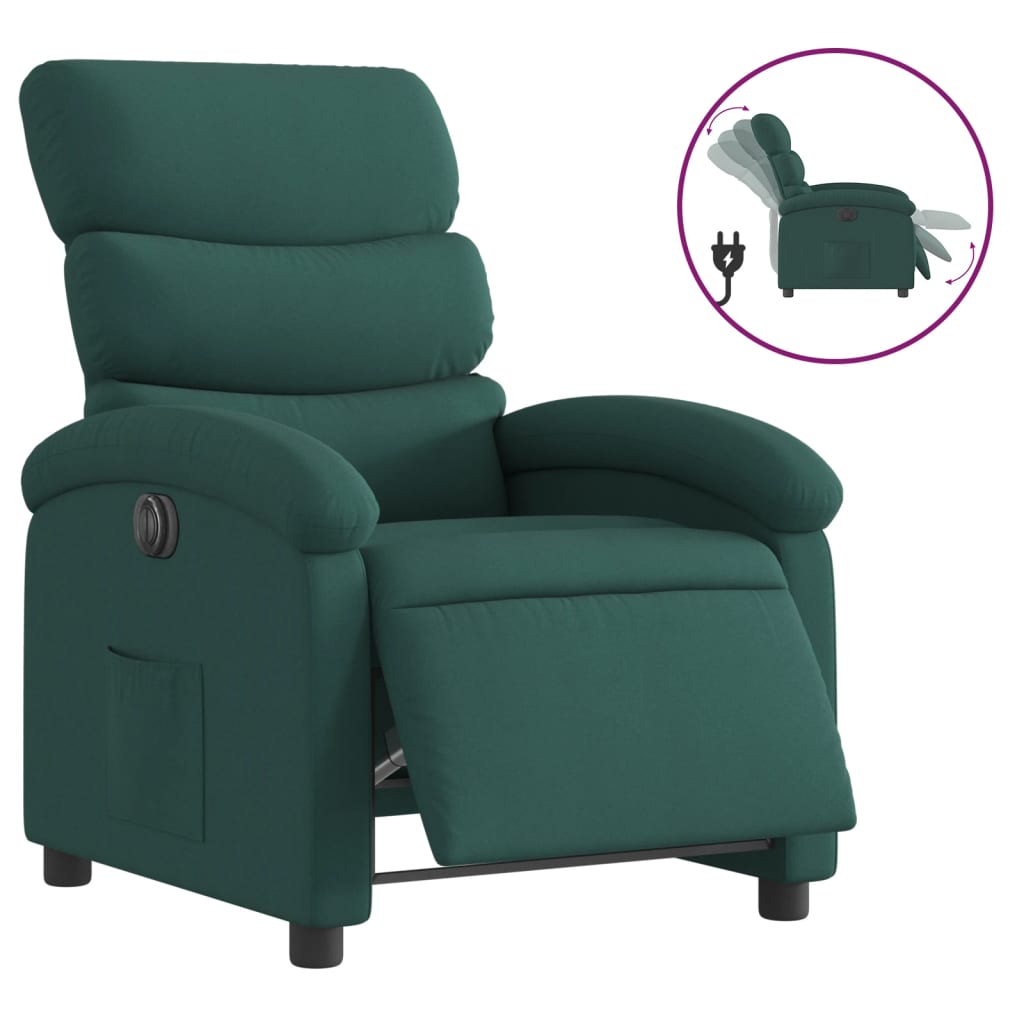Fauteuil inclinable électrique Vert foncé Tissu - XIOS