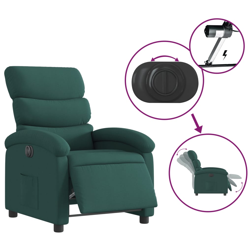 Fauteuil inclinable électrique Vert foncé Tissu - XIOS