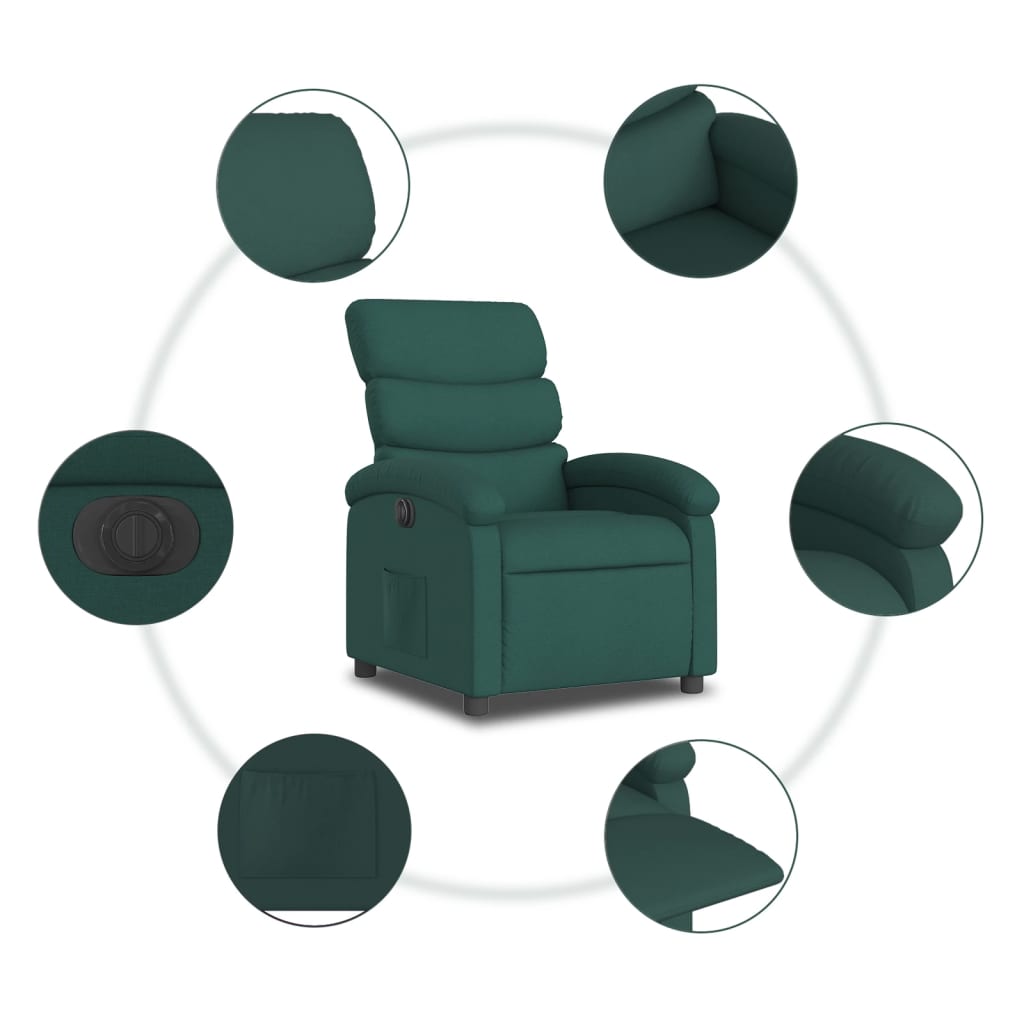 Fauteuil inclinable électrique Vert foncé Tissu - XIOS