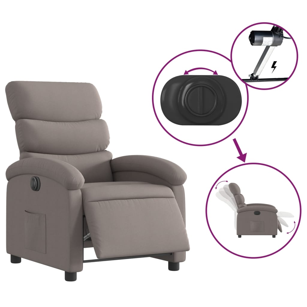 Fauteuil inclinable électrique Taupe Tissu - XIOS