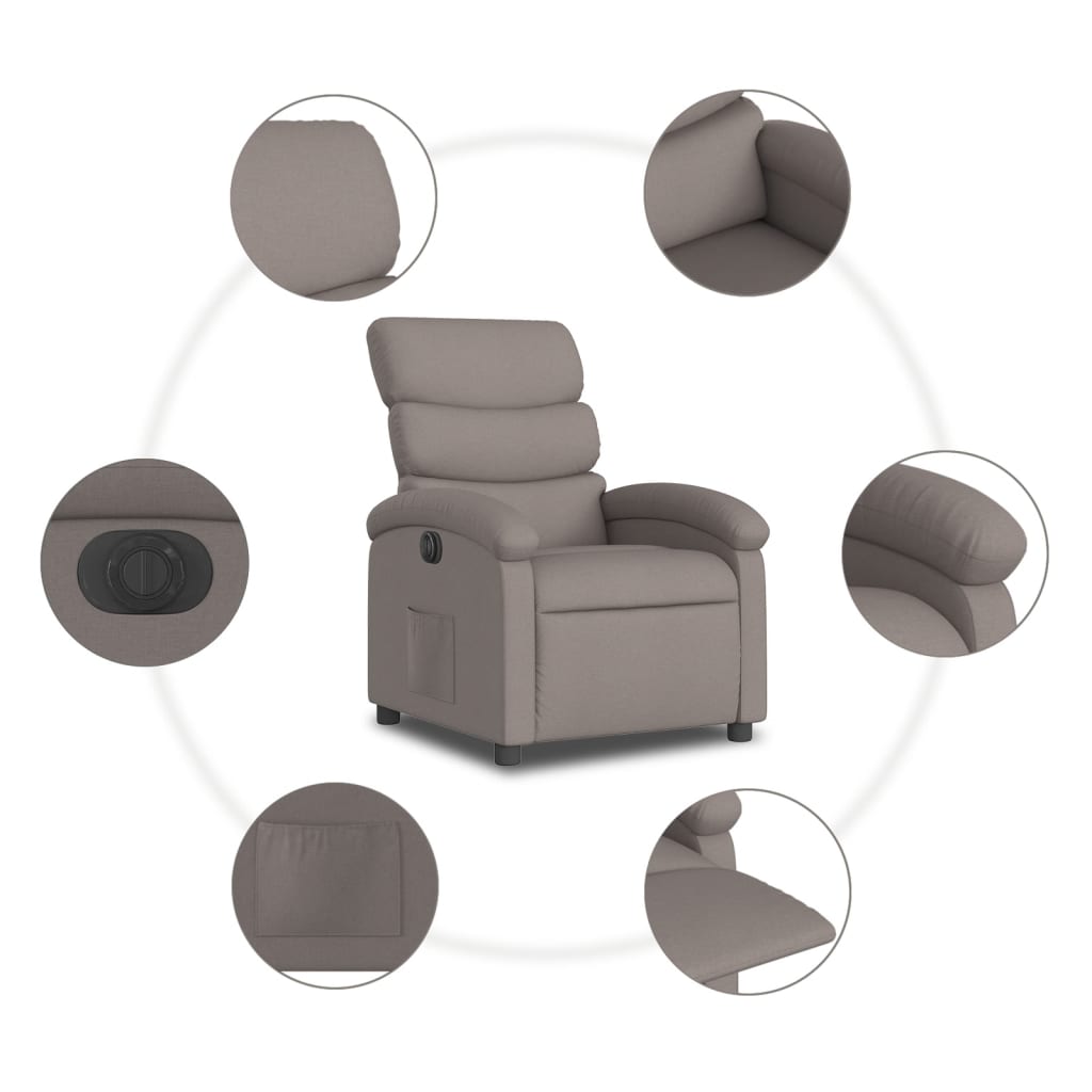 Fauteuil inclinable électrique Taupe Tissu - XIOS