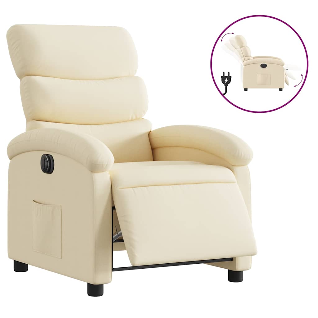 Fauteuil inclinable électrique Crème Tissu - XIOS