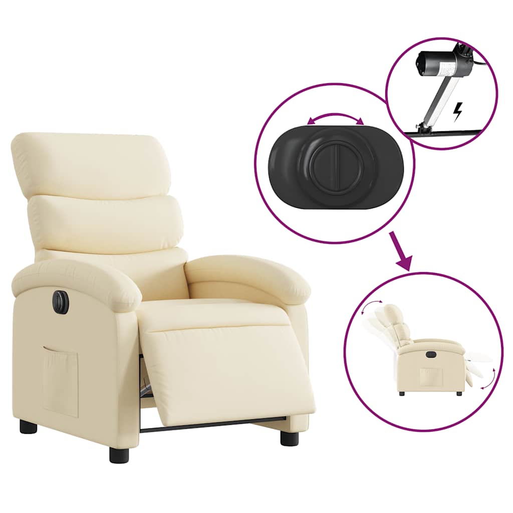 Fauteuil inclinable électrique Crème Tissu - XIOS