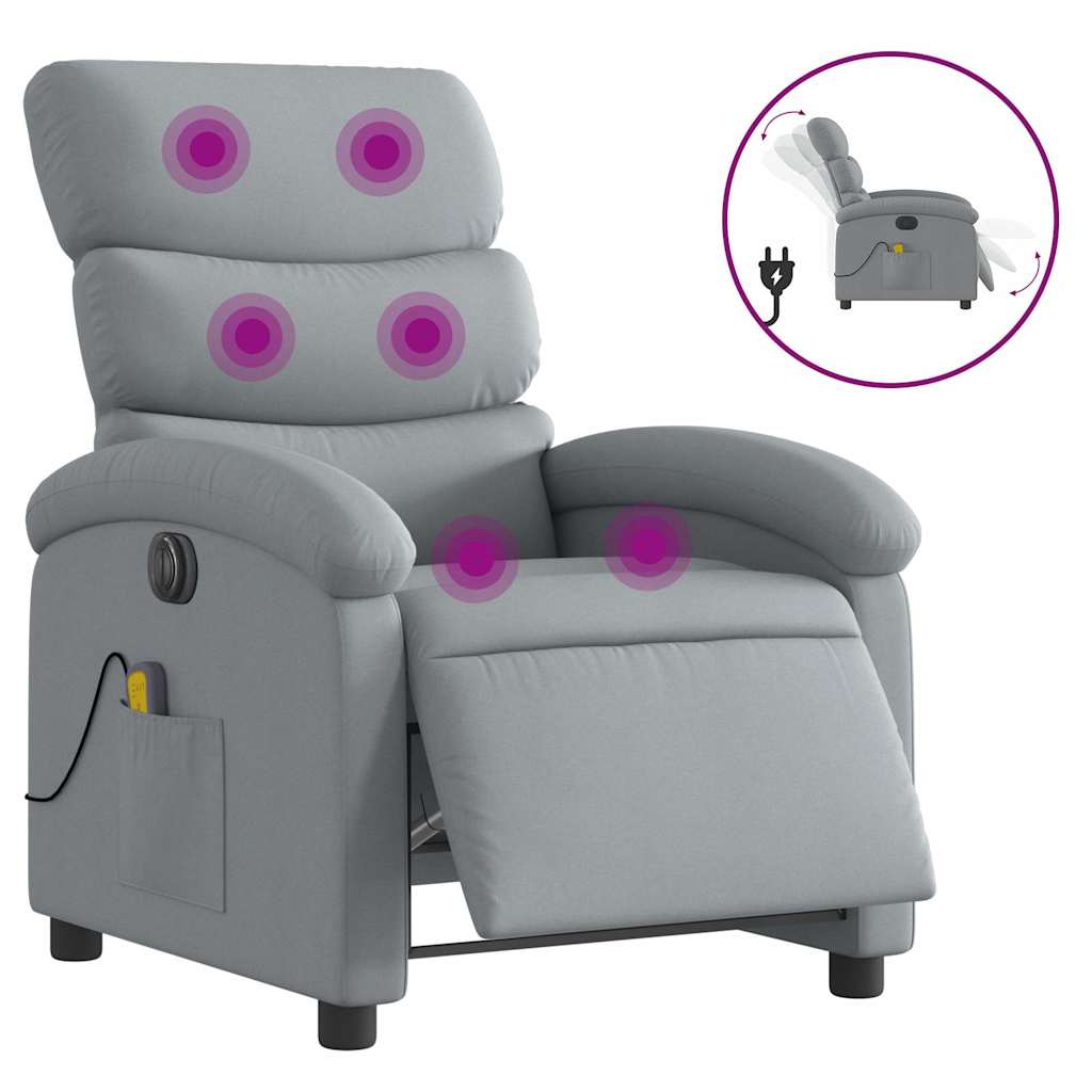 Fauteuil de massage inclinable électrique gris clair tissu - XIOS