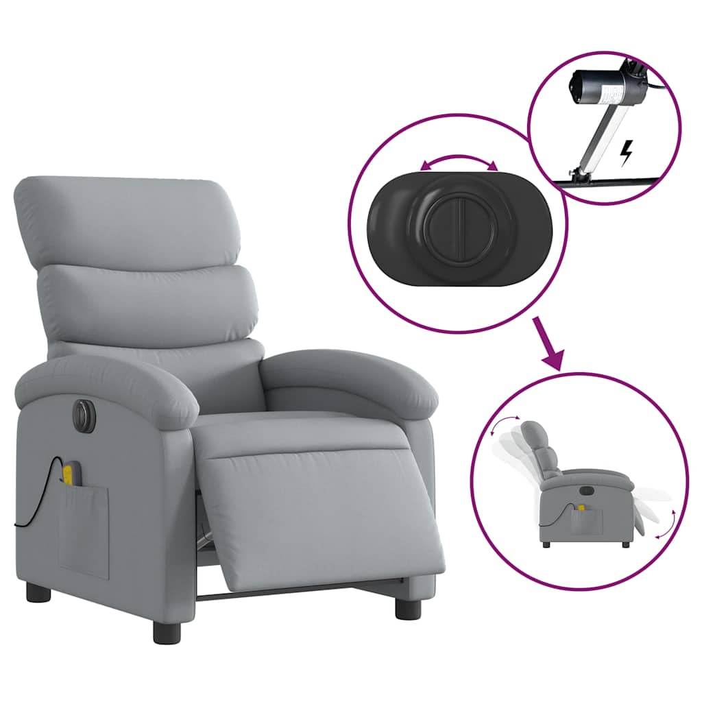 Fauteuil de massage inclinable électrique gris clair tissu - XIOS