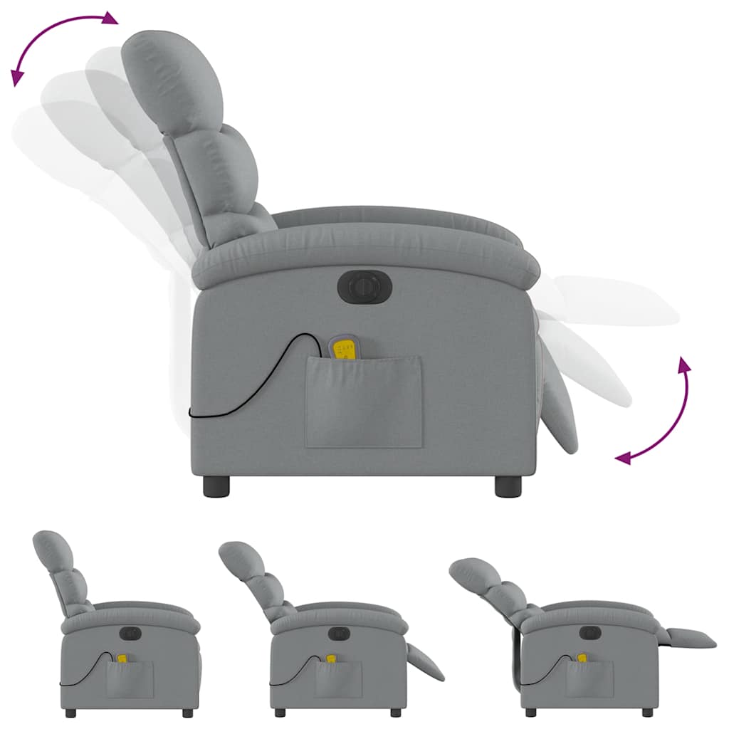 Fauteuil de massage inclinable électrique gris clair tissu - XIOS