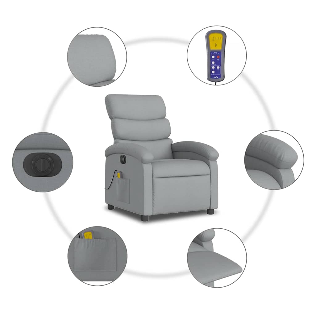 Fauteuil de massage inclinable électrique gris clair tissu - XIOS