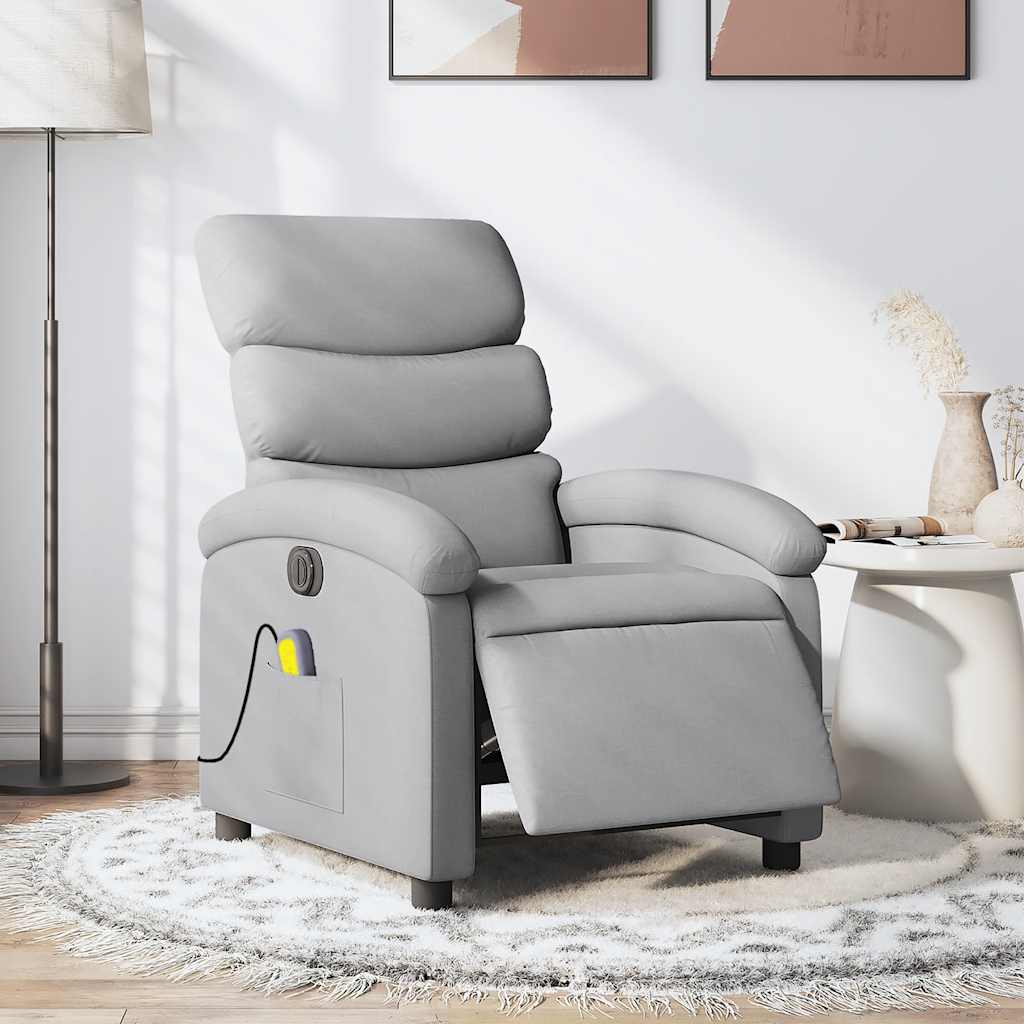 Fauteuil de massage inclinable électrique gris clair tissu - XIOS