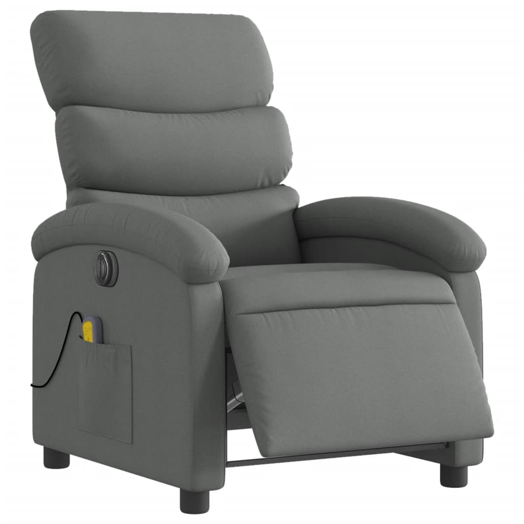 Fauteuil inclinable de massage électrique gris foncé tissu - XIOS