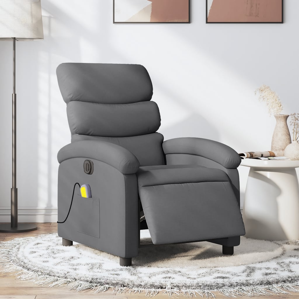 Fauteuil inclinable de massage électrique gris foncé tissu - XIOS