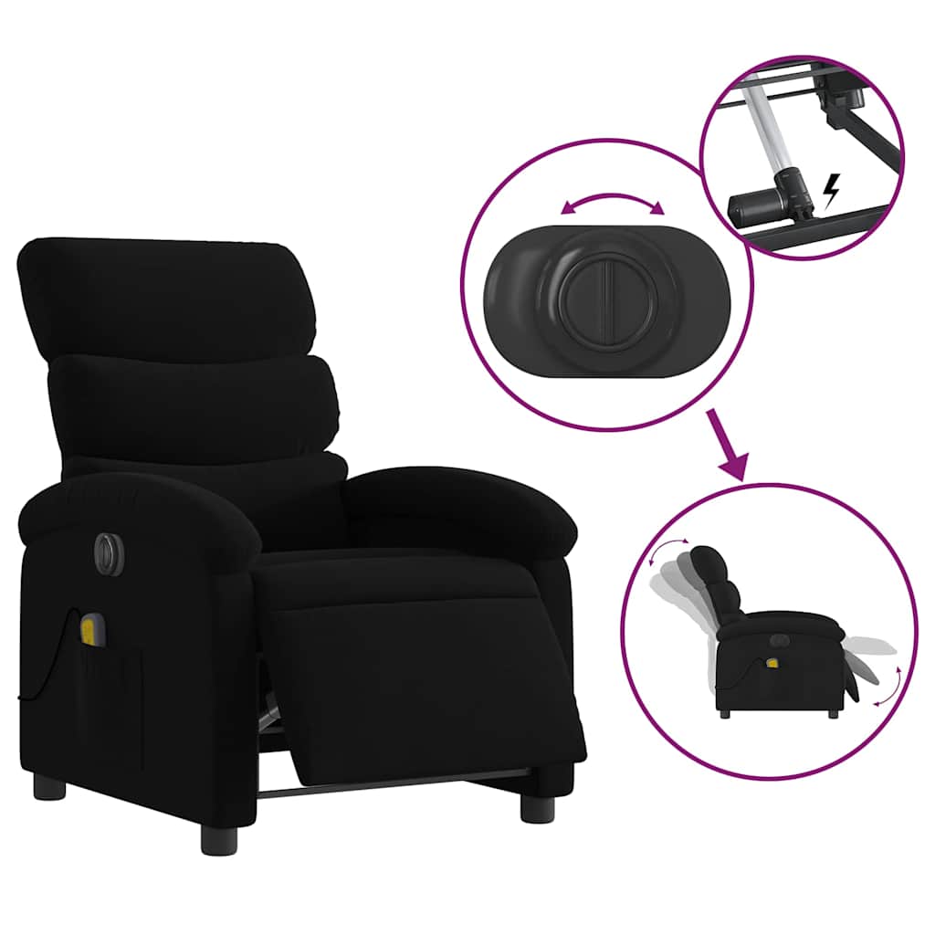 Fauteuil de massage inclinable électrique Noir Tissu - XIOS