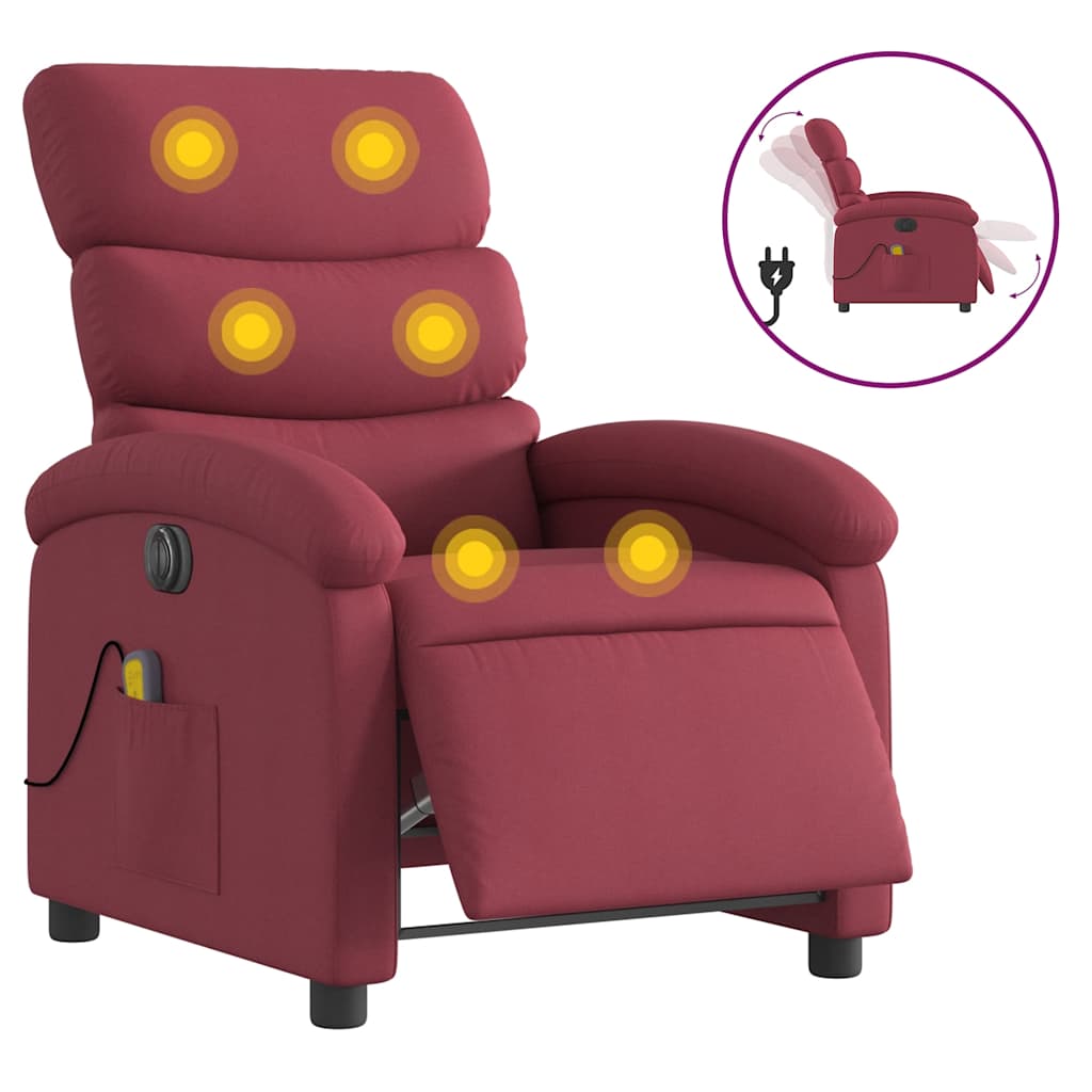 Fauteuil de massage inclinable électrique Rouge bordeaux Tissu - XIOS