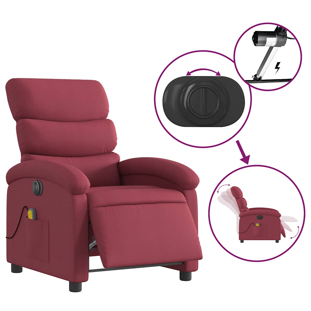 Fauteuil de massage inclinable électrique Rouge bordeaux Tissu - XIOS