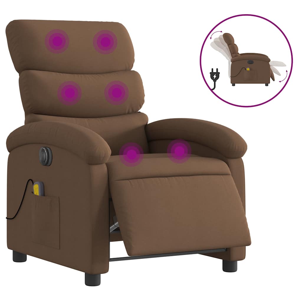 Fauteuil inclinable de massage électrique marron tissu - XIOS