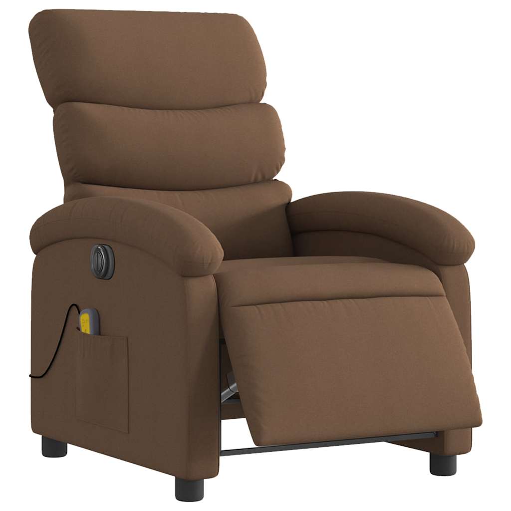 Fauteuil inclinable de massage électrique marron tissu