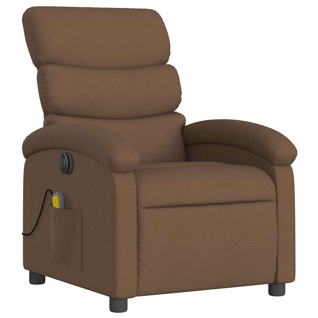 Fauteuil inclinable de massage électrique marron tissu - XIOS