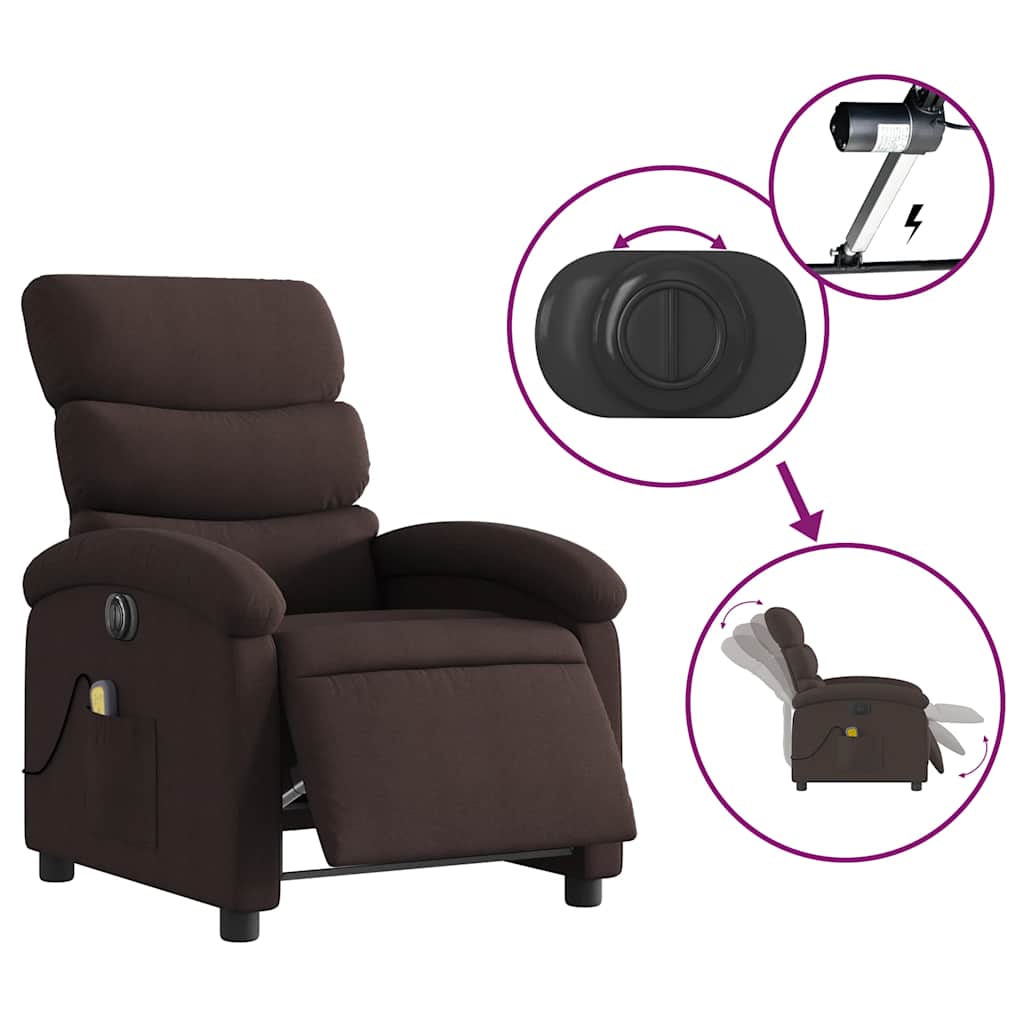 Fauteuil de massage inclinable électrique Marron foncé Tissu - XIOS
