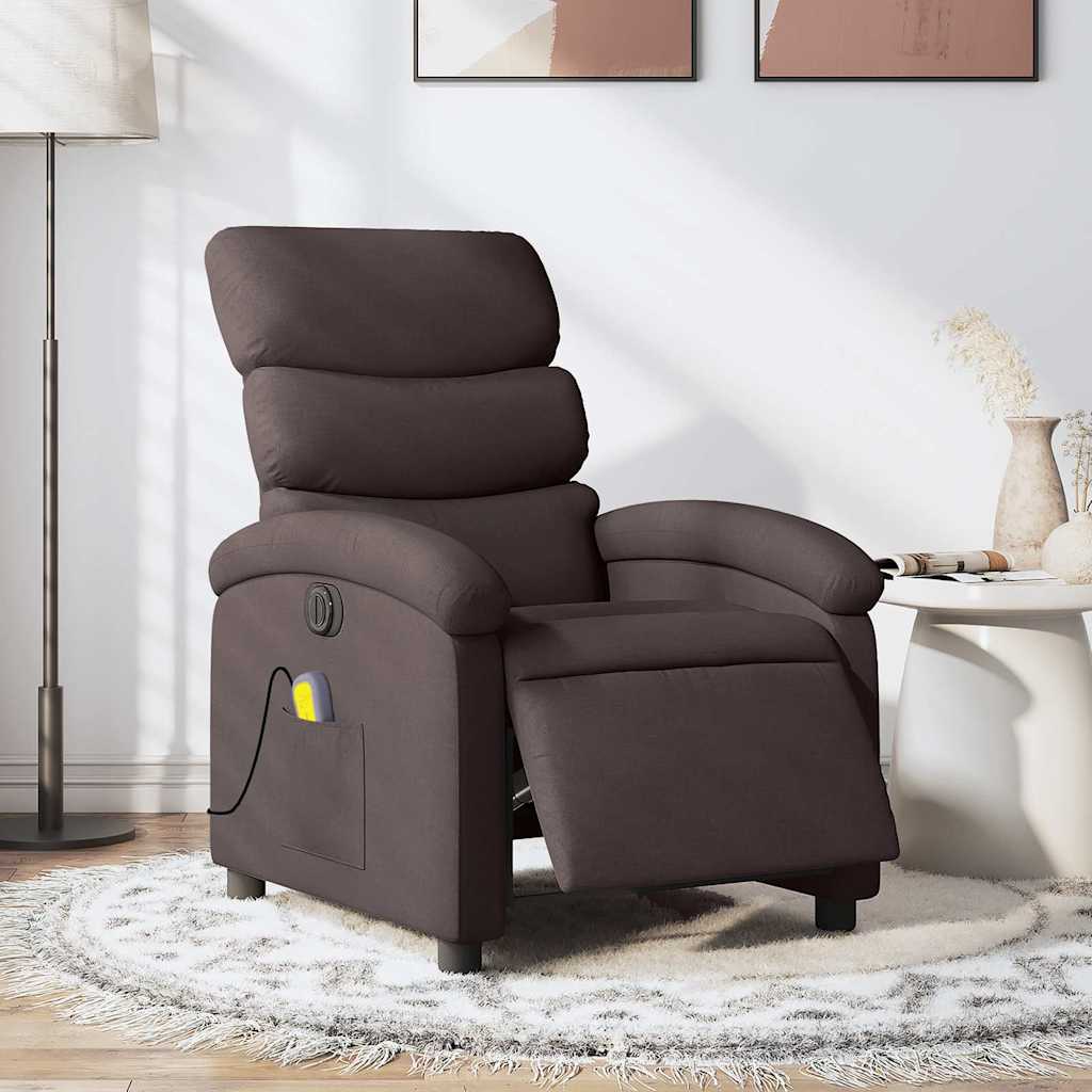 Fauteuil de massage inclinable électrique Marron foncé Tissu - XIOS