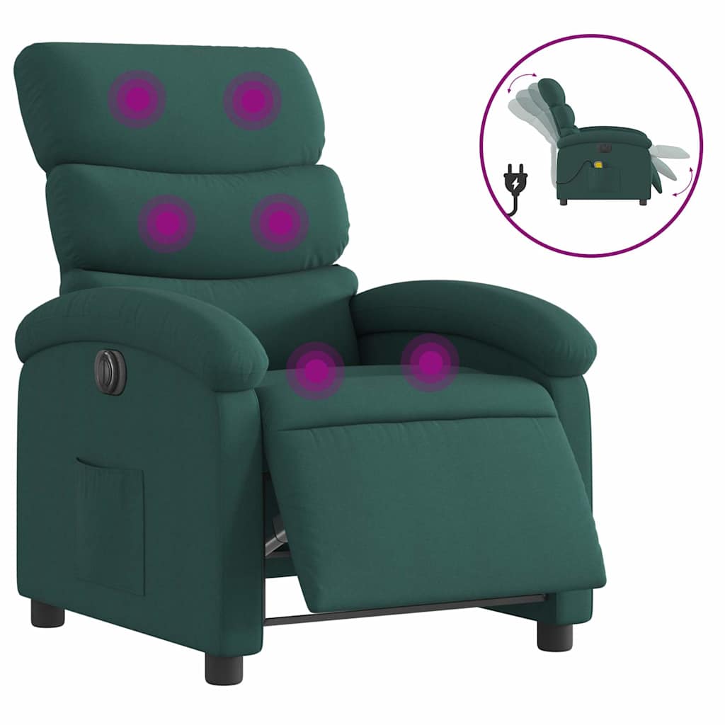Fauteuil de massage inclinable électrique Vert foncé Tissu - XIOS