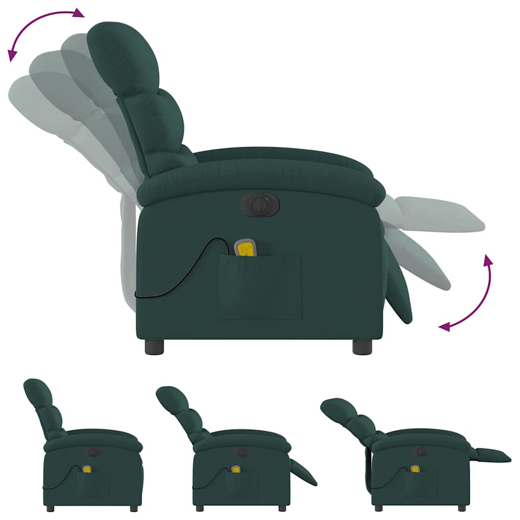 Fauteuil de massage inclinable électrique Vert foncé Tissu - XIOS