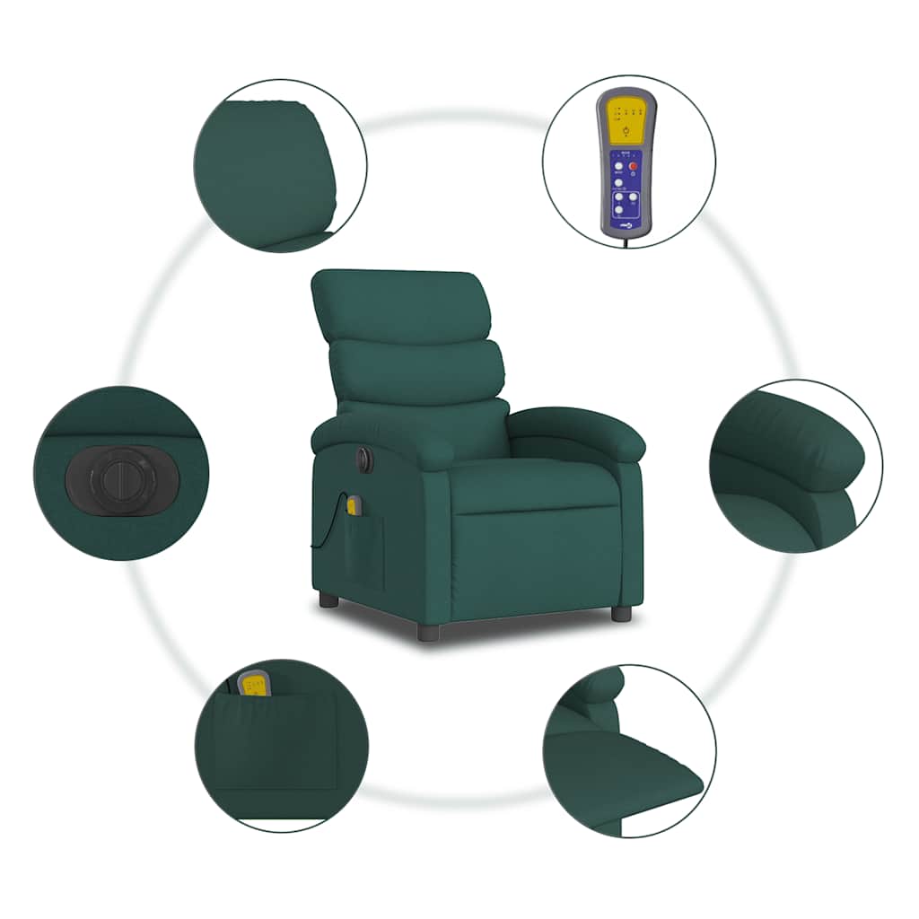 Fauteuil de massage inclinable électrique Vert foncé Tissu - XIOS