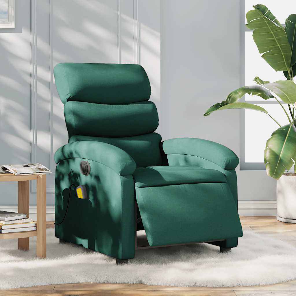Fauteuil de massage inclinable électrique Vert foncé Tissu - XIOS