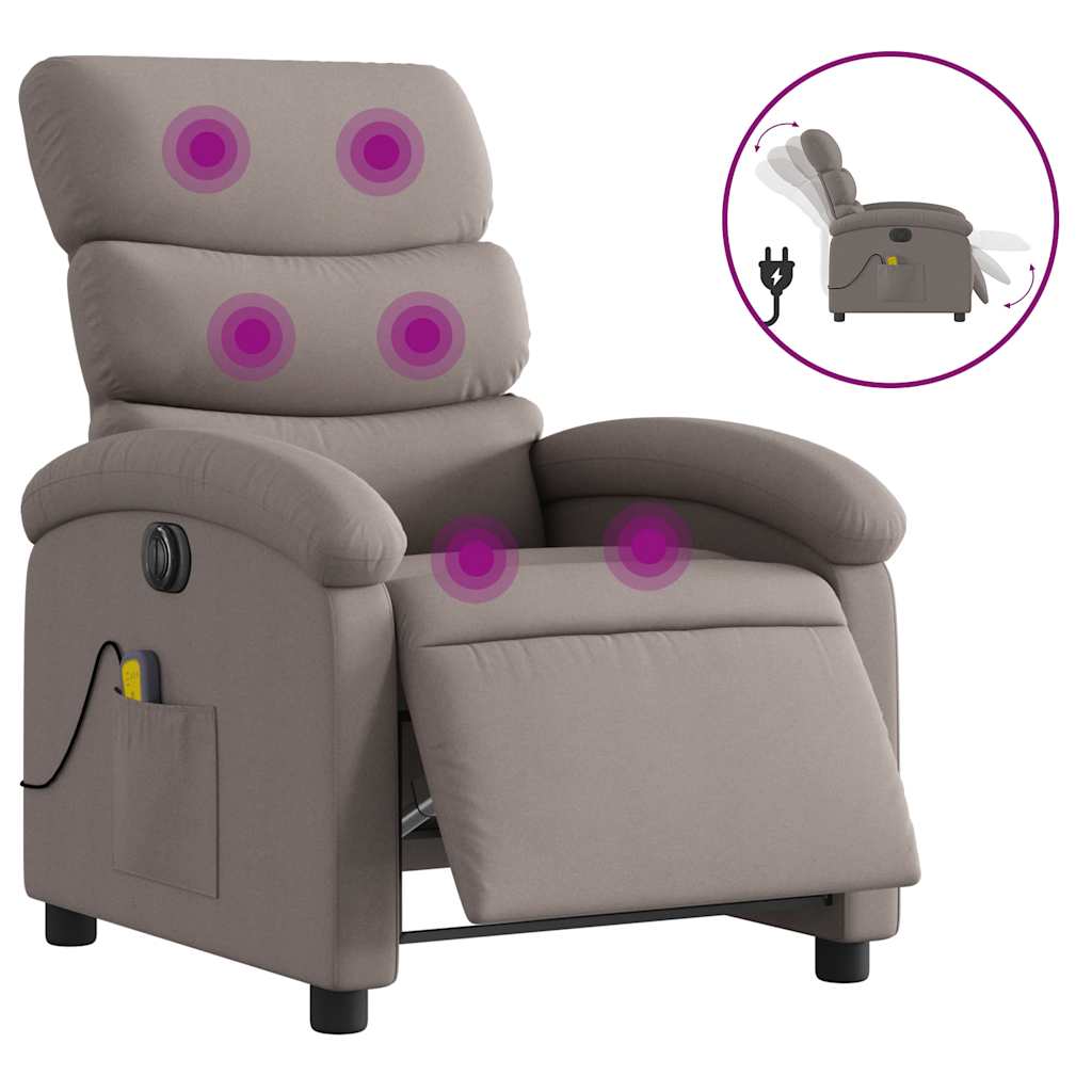 Fauteuil de massage inclinable électrique Taupe Tissu - XIOS