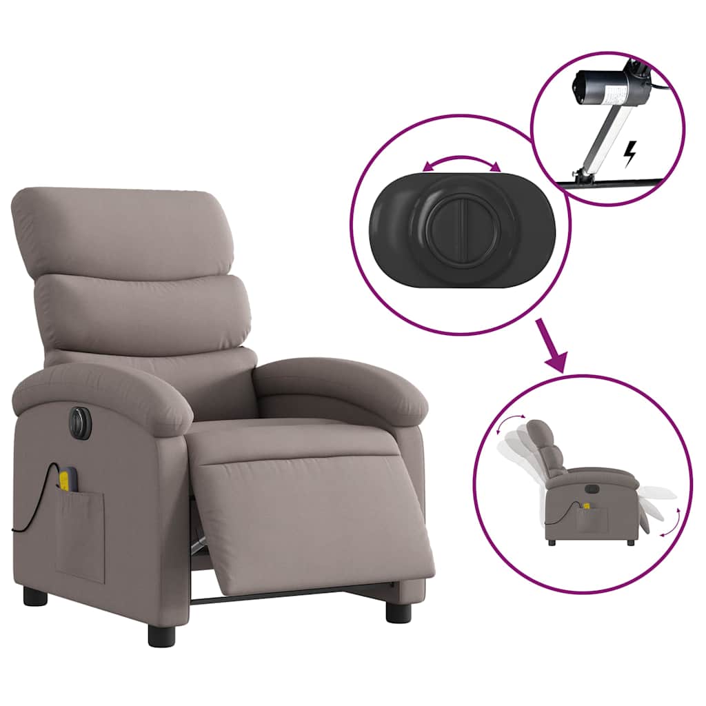 Fauteuil de massage inclinable électrique Taupe Tissu - XIOS