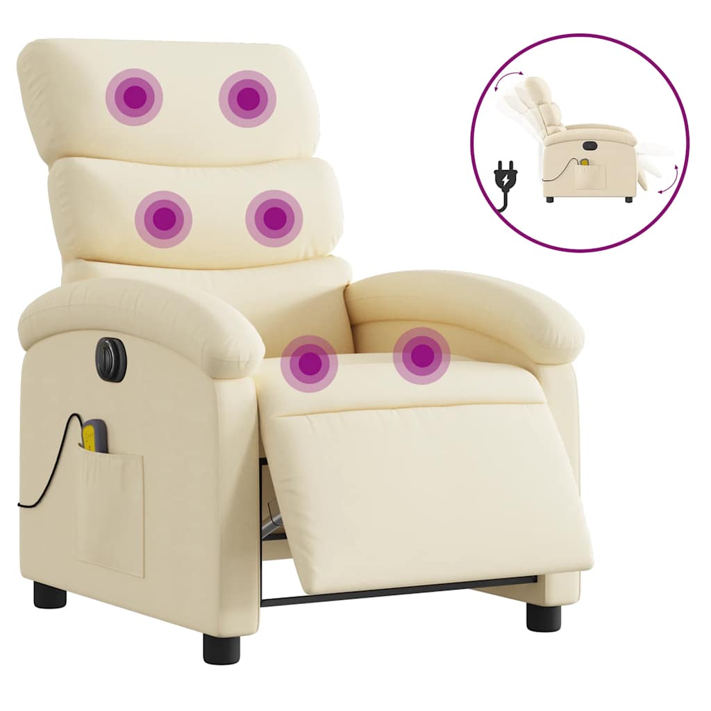 Fauteuil inclinable de massage électrique crème tissu - XIOS