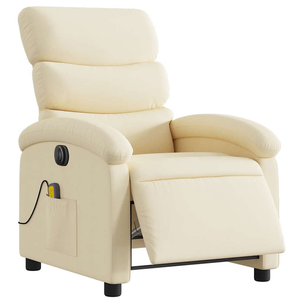 Fauteuil inclinable de massage électrique crème tissu - XIOS