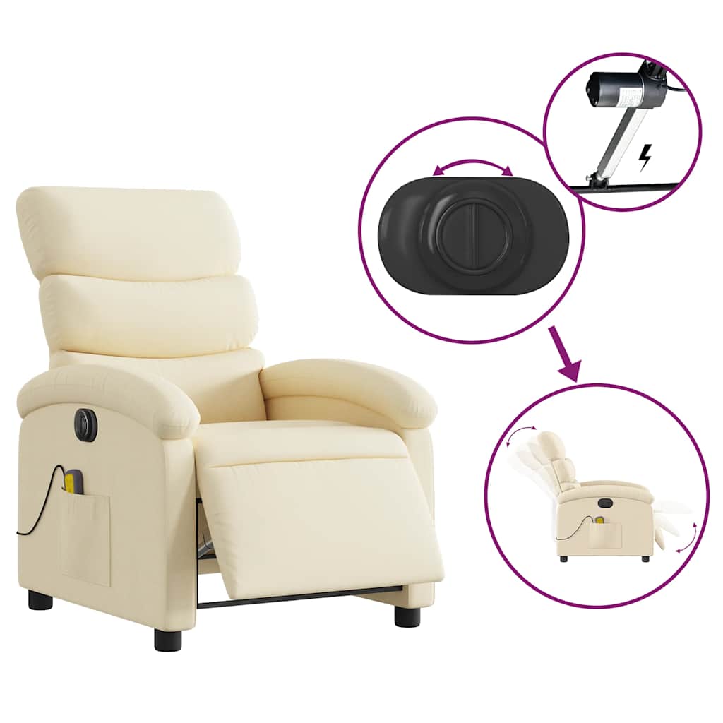 Fauteuil inclinable de massage électrique crème tissu - XIOS