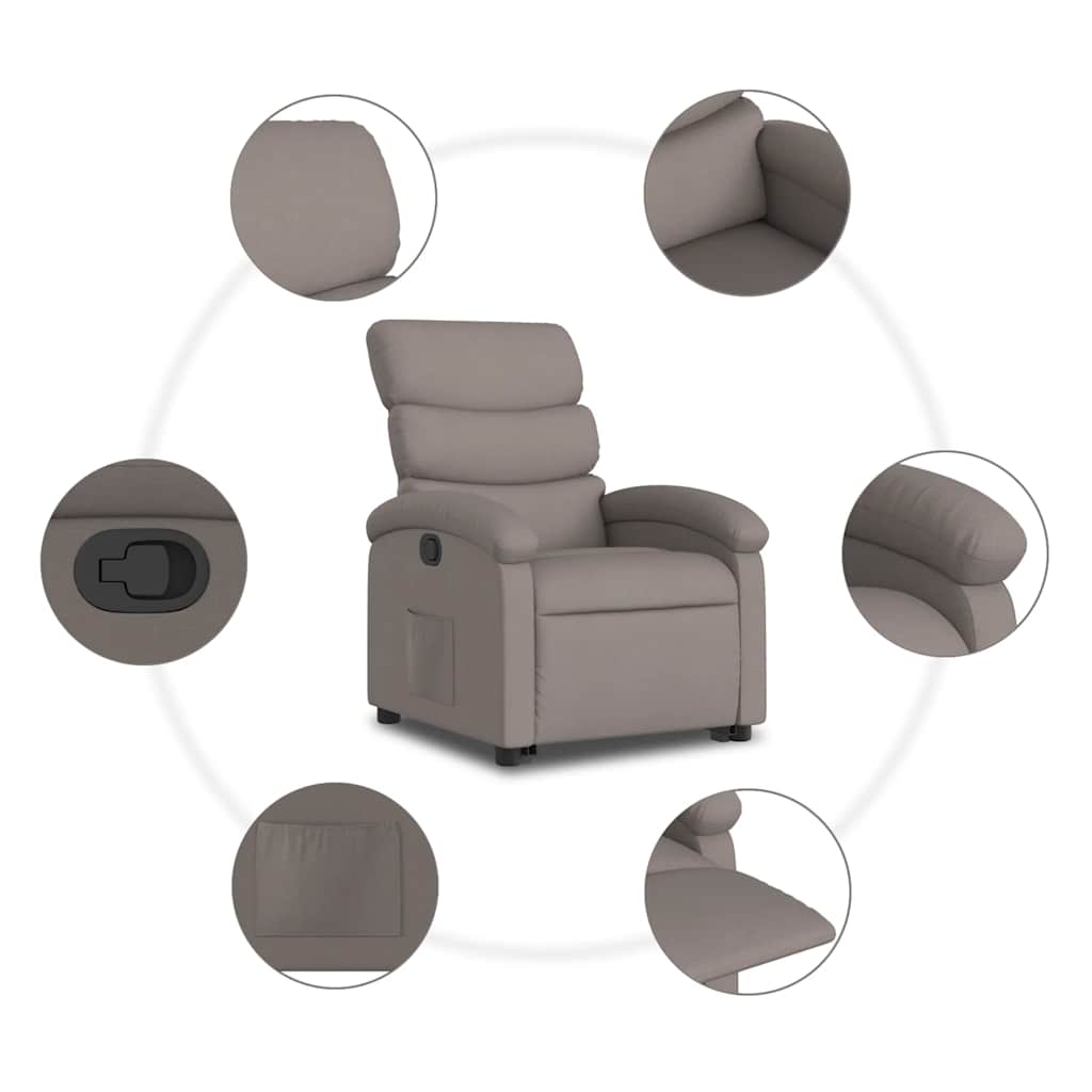 Fauteuil inclinable taupe tissu - XIOS