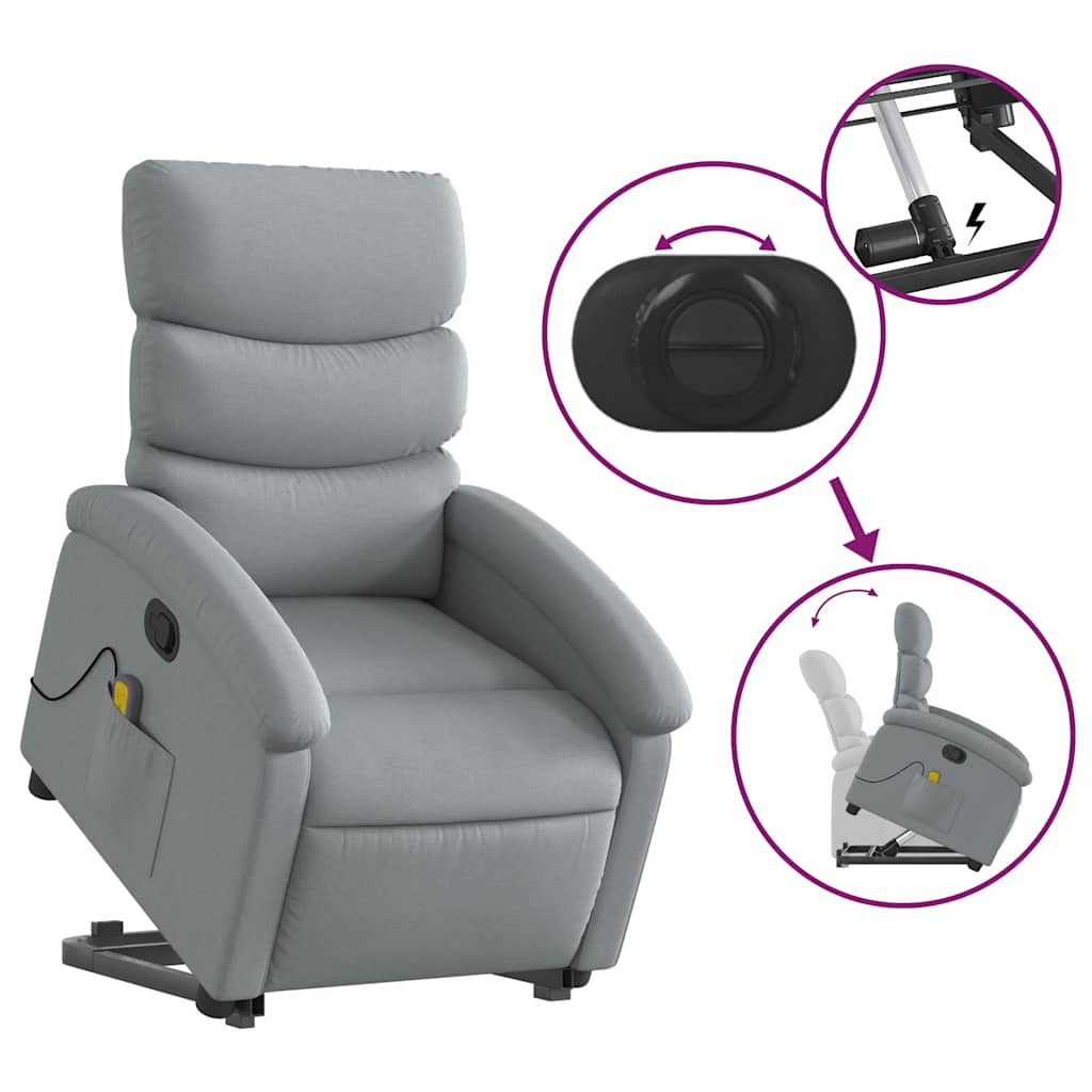 Fauteuil de massage inclinable Gris clair Tissu