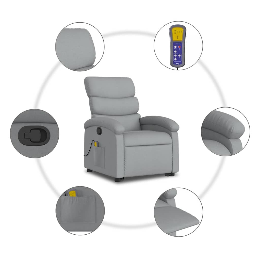 Fauteuil de massage inclinable Gris clair Tissu
