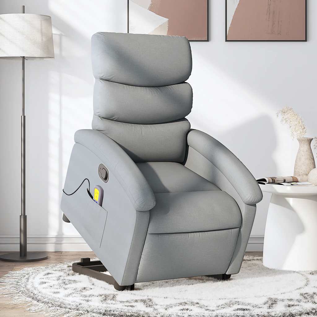 Fauteuil de massage inclinable Gris clair Tissu