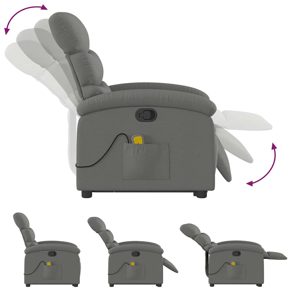 Fauteuil de massage inclinable Gris foncé Tissu - XIOS