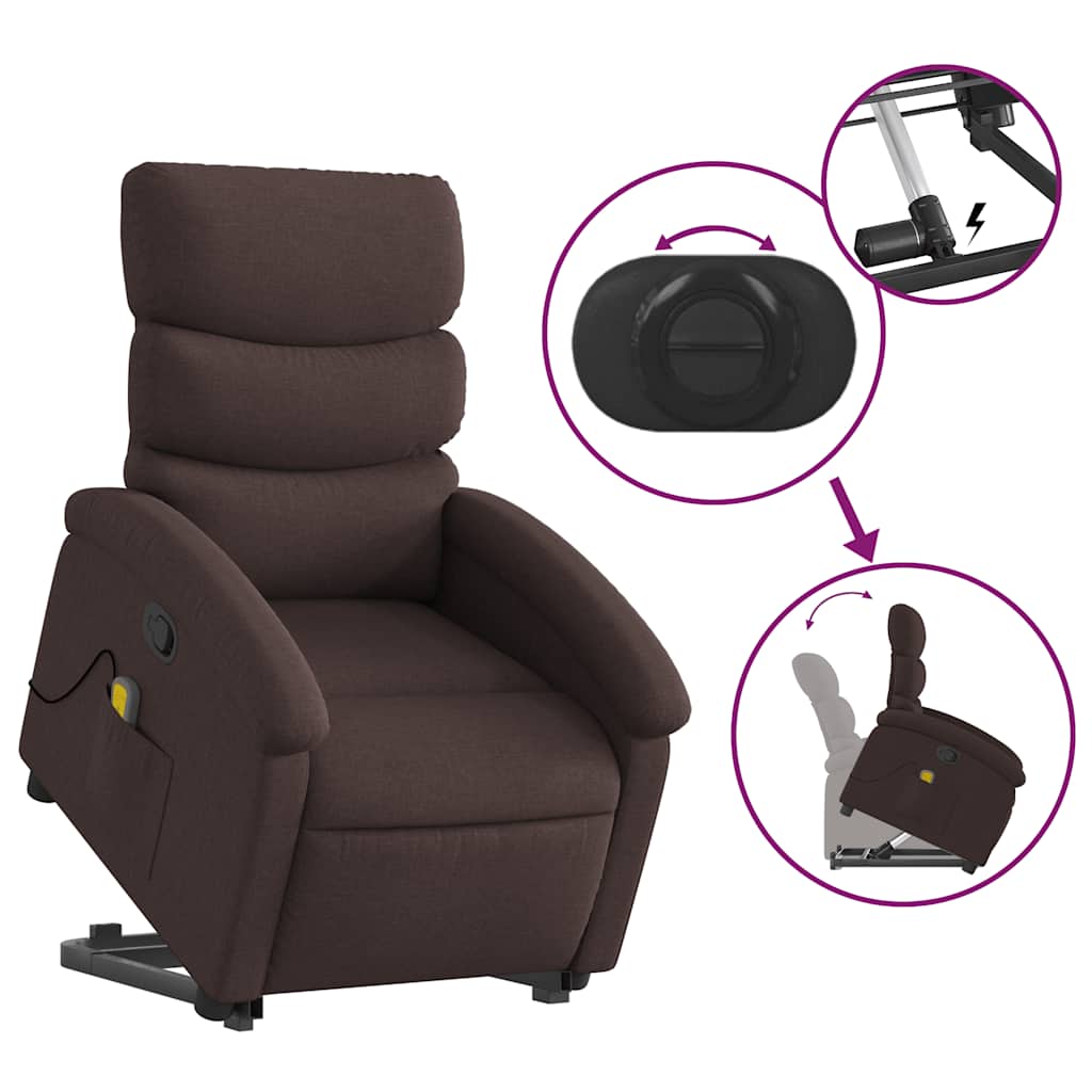 Fauteuil inclinable de massage Marron foncé Tissu - XIOS